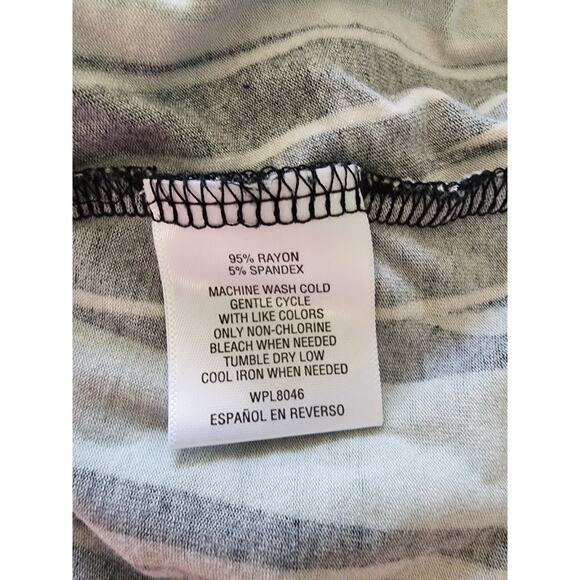 JM Collections Black White Stretch Knit Long Sleeves Tunic Blouse Size L - Picture 5 of 5